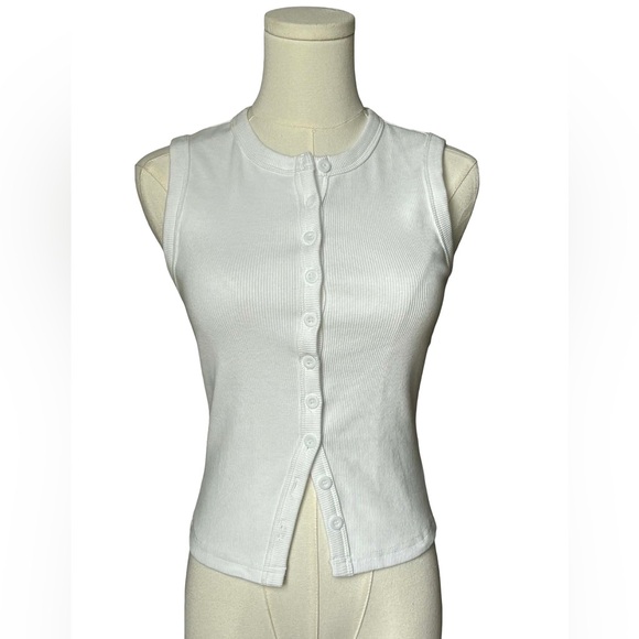 Edikted White Ribbed Button Tank - Picture 2 of 6